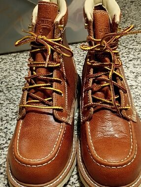 Chestnut Brown Leather Work Boots - Unknown Brand